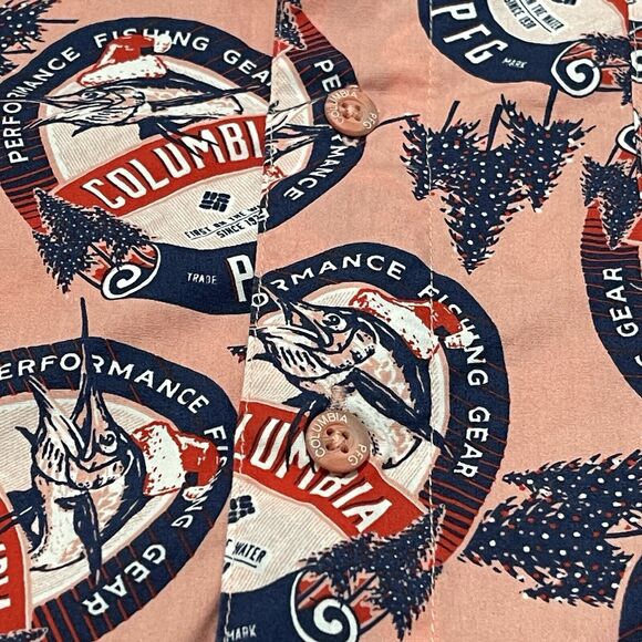 Columbia PFG Shirt Mens XL Salmon Red Vented Trollers Best Fishing Outdoor AOP - Picture 3 of 12